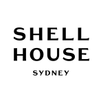 Minimal Shell House Sydney logo with a solid black rectangular mark on a clean white background, creating a strong modern brand look